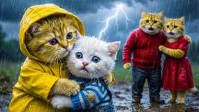 Lost Kitten in the Storm – Ginger Kitten and Mama Cat Rush to the Rescue ⛈️
