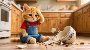 Ginger Kitten Breaks a Bowl – Mama Cat Teaches How to Make a New One from Clay 🏺🐱✨