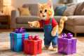 Ginger Kitten Opens a Mystery Gift