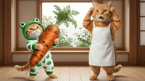 Ginger Kitten Finds a Giant Carrot at Mama Cat’s Farm – Everyone Is Surprised! 🐱🥕