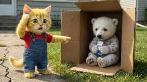 Ginger Kitten Finds a Lost Baby Bear – Mama Cat Steps In to Help 🐻💖